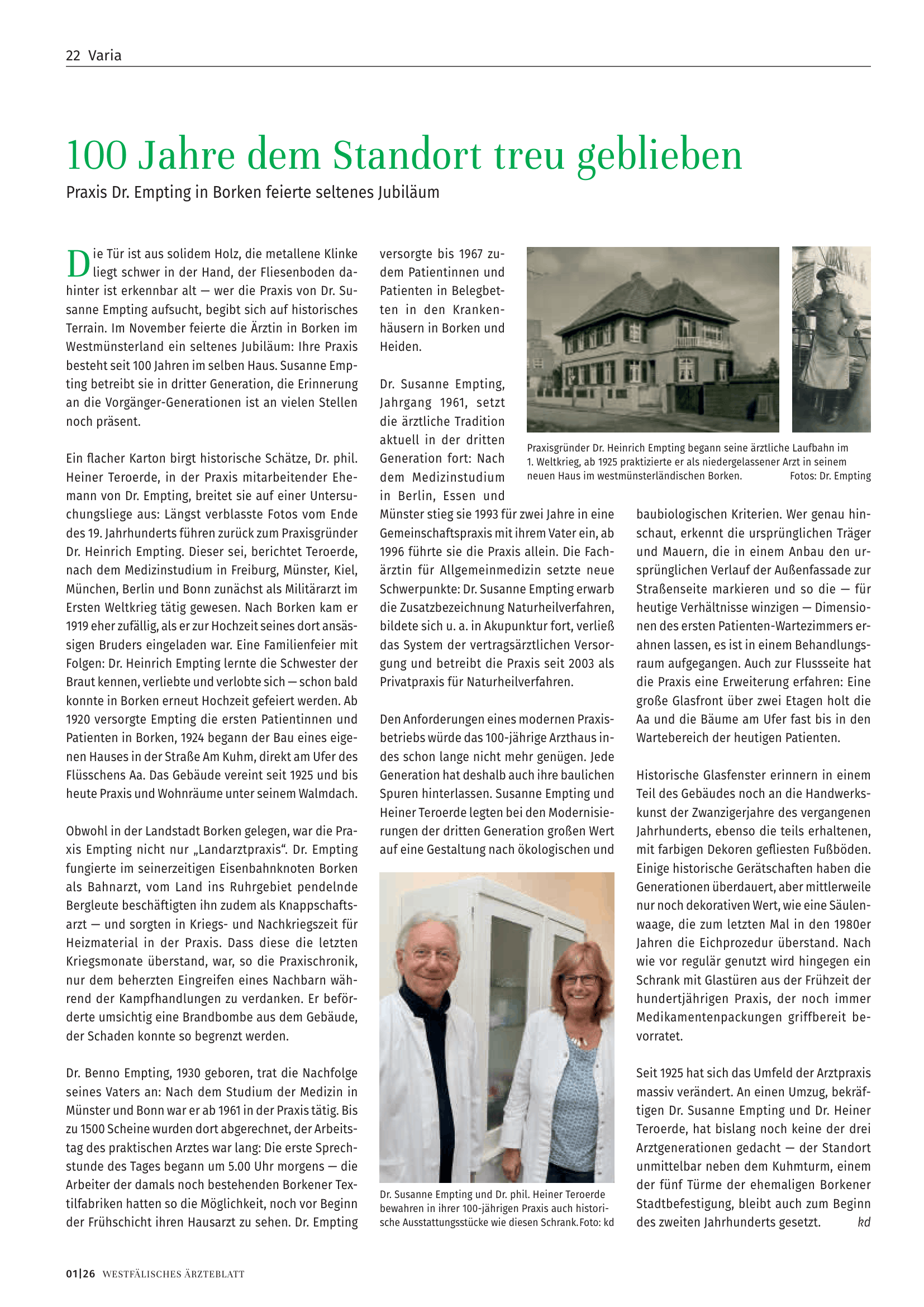 Artikel im Westfälischen Ärzteblatt